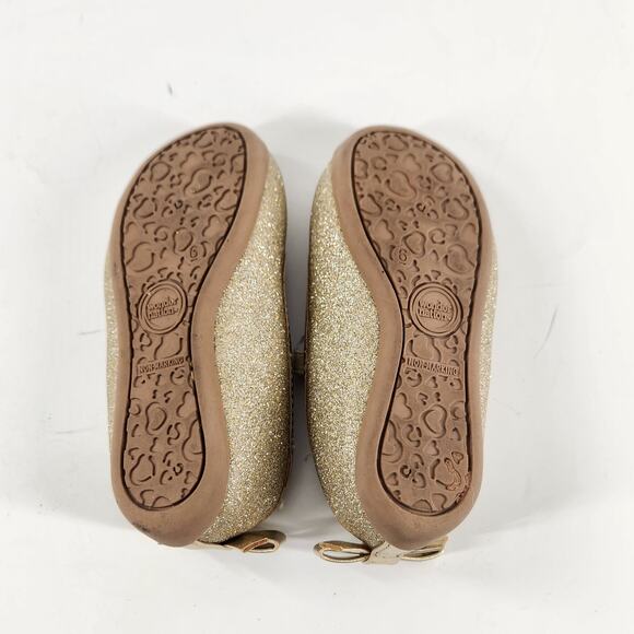 Wonder Nation Glittered Sparkling Gold Ballet Flat Shoes Bow Toddler US 6 EU 22 - Picture 6 of 6